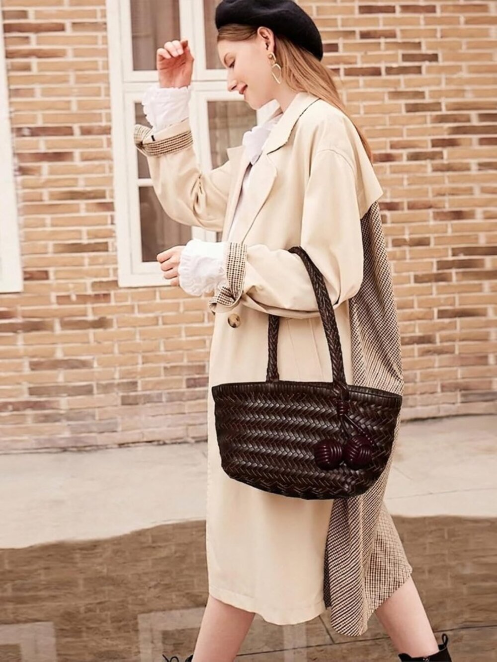 Woven Shoulder Bag for Women, Mini Hobo Purse, Cute Bucket Totes, Small Underarm - Picture 2 of 7